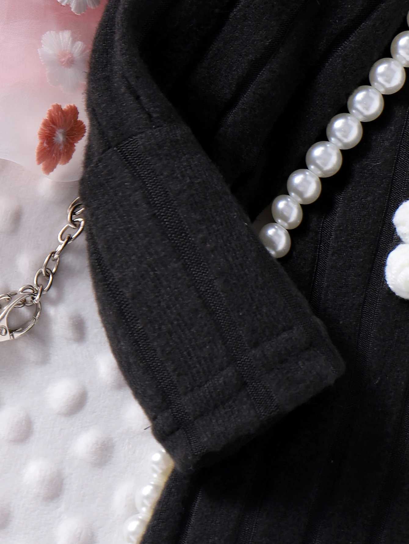 Autumn New Sle For Girls Aged 0-3 Years Old Comfortable Fashionable Foreign Sle Flower Embroidered Black DressXJ241206