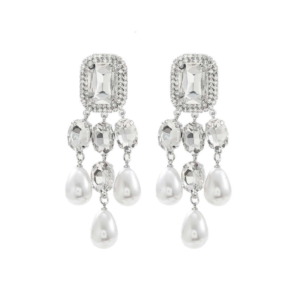 Advanced women's new inlaid pearl earrings, fashionable trendy and earrings
