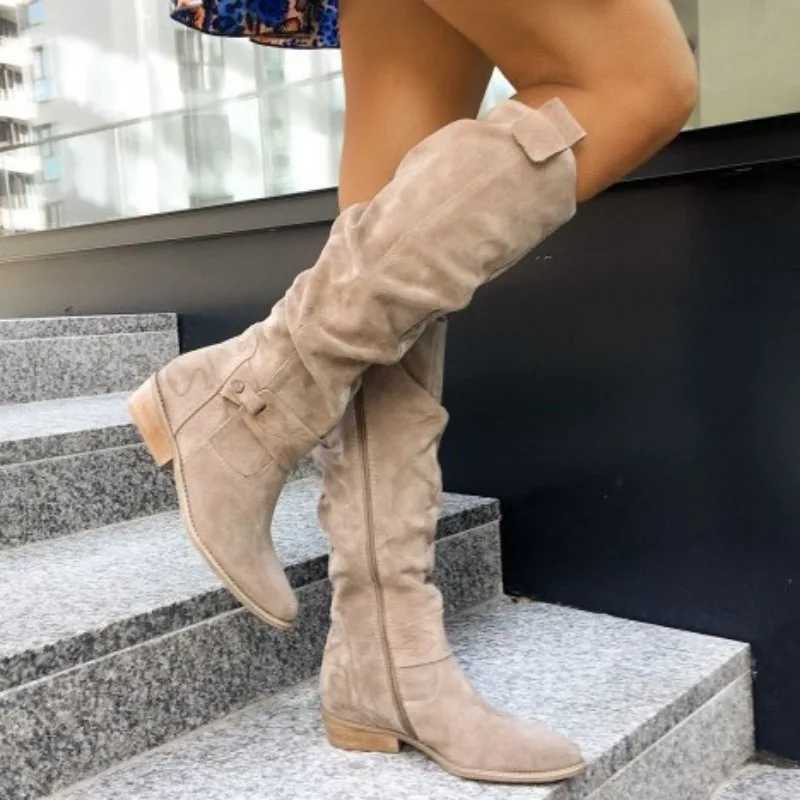 High Quality Autumn and Winter Warm Boots New Product Low Heel Side Zipper 40-43 Suede High Barrel Warm Boots Platform Shoes T241206