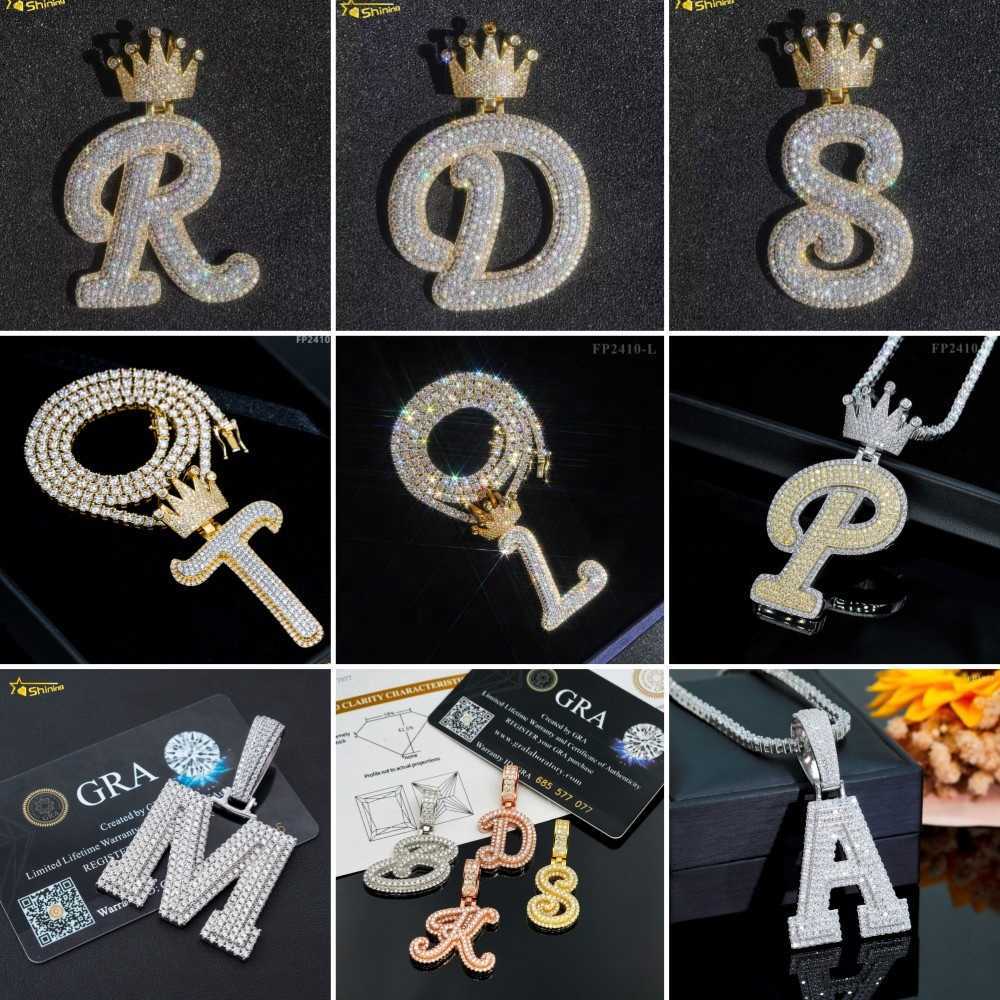 S925 Silver Hip Hop Iced Out Moissanite Initial K Letter Pendant Custom Fashion VVS Moissanite Diamond A-Z Letter Pendant