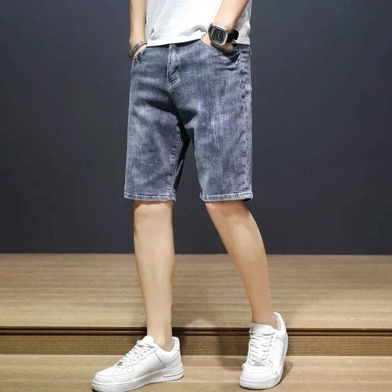 Short Jeans Pants for Men Half with Text Ripped Long Man Denim Shorts Bermuda Cowboy Jorts Xl Summer Korean Style Trend 2024XJ241206