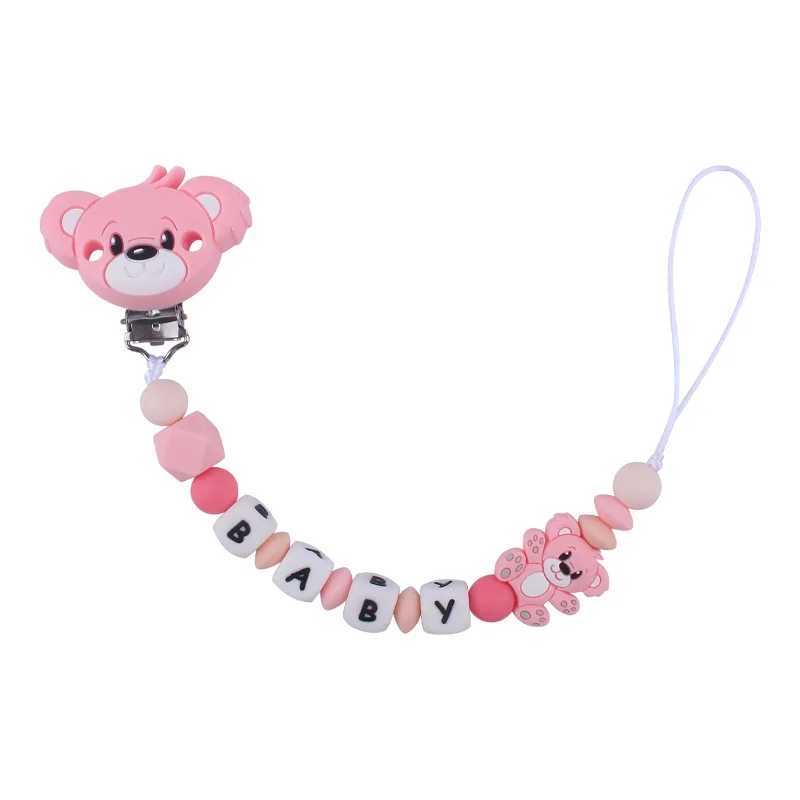 Pacifier Holders Clips# Baby Handmade Personalized Name Clips Cartoon Silicone Beads Pacifier Chain for Teether Nursing Toys Nipple Dummy Holder Chain
