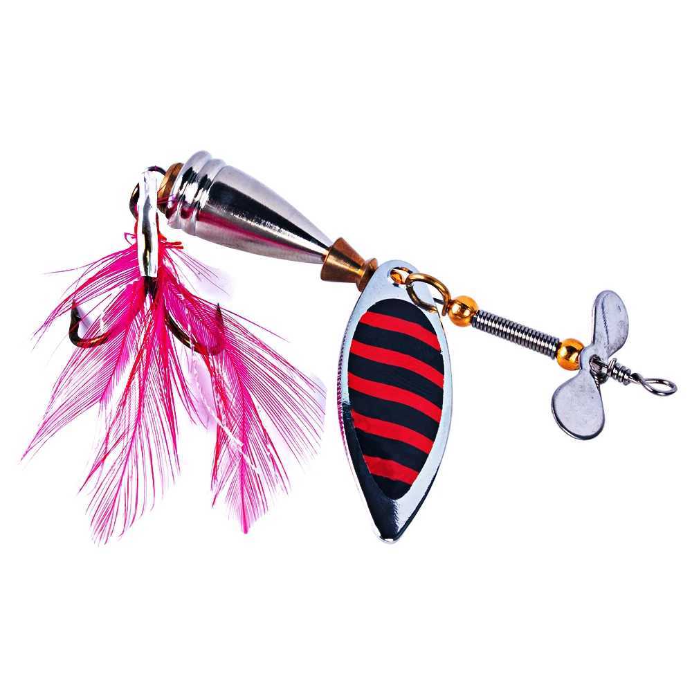10cm 9.9g Spinner Spoon Bass Lure Metal sequins Bait Fishing Lures for Lake Sea Pike Carp Fishing with feather HookXJ241128