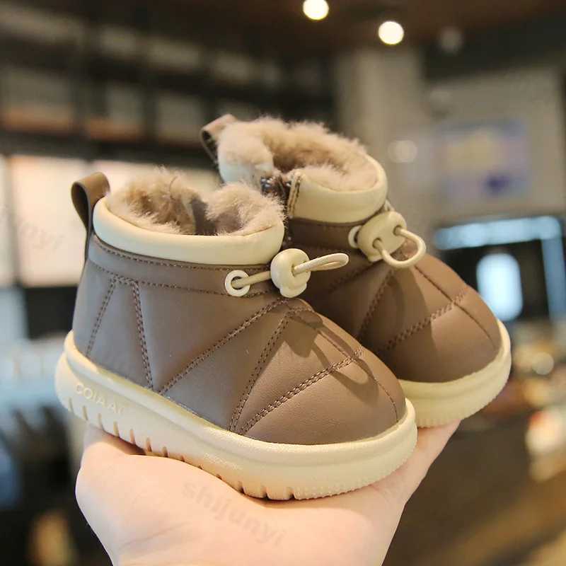 Winter Boots for Baby Boys Outdoor Girls Snow Boots Fashion Elastic Band Plush Children Cotton Shoes Non-slip Kids Casual ShoesXJ241206