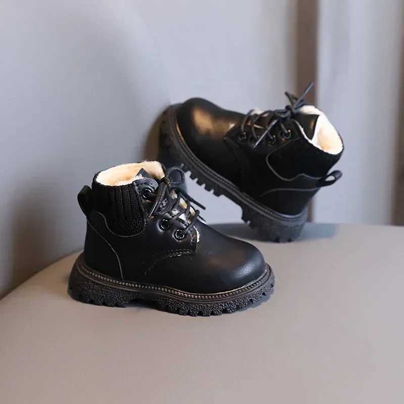 Toddlers Kids Tide Boots Autumn Winter Warm Thick Cotton Boys Girls Snow Boots Little Children Leather Cotton Boots FashionXJ241206