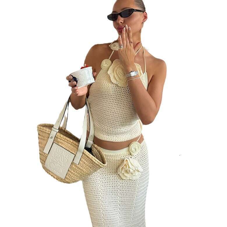 products for 2025 New European and American women's solid color knitted ating wer beach bikini swimsuit, cover up, sun protection set, 2024 tempe