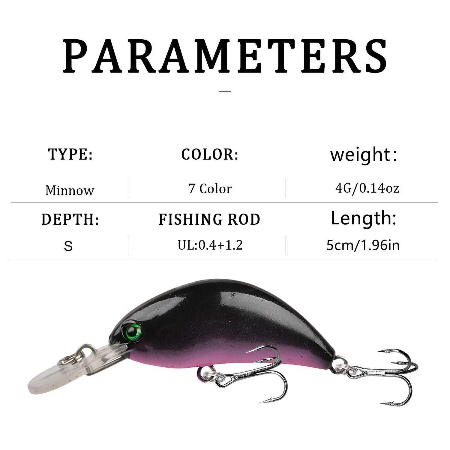 1Pcs Minnow Fishing Lures 4g 5cm Wobbr Slow Sinking Artificial Plastic Hard Bait Crankbait For Bass Pike Pesca Fishing TackXJ241128