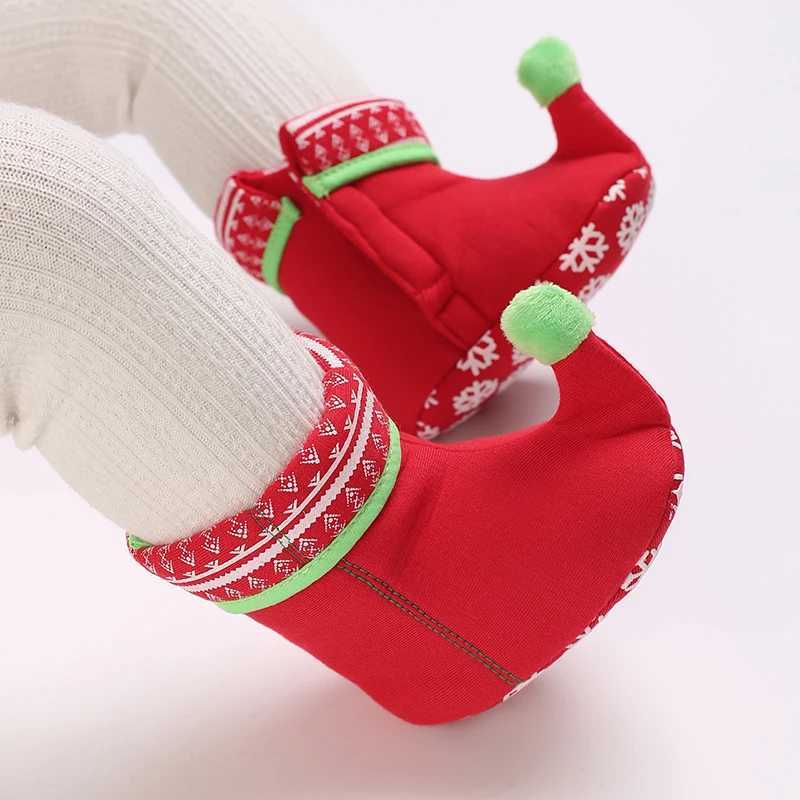 Infant Newborn Booties Santa Foot Baby Christmas Boots Lovely Snowflake Santa Design Winter Warm Slippers Anti-Slip ShoesXJ241206