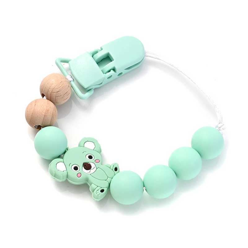 Pacifier Holders Clips# Baby Pacifier Clips Holder Silicone Cartoon Animal Teething Chain Wood Teether For Baby Pacifier Chain Nursing Chew Toys Gift 