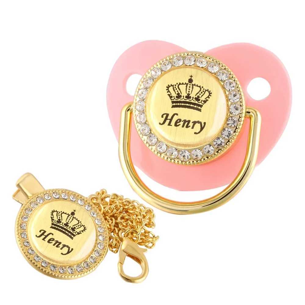 Customized Crown Name Baby Pacifier Dummy With Chain Clip 0-18 Months H241206