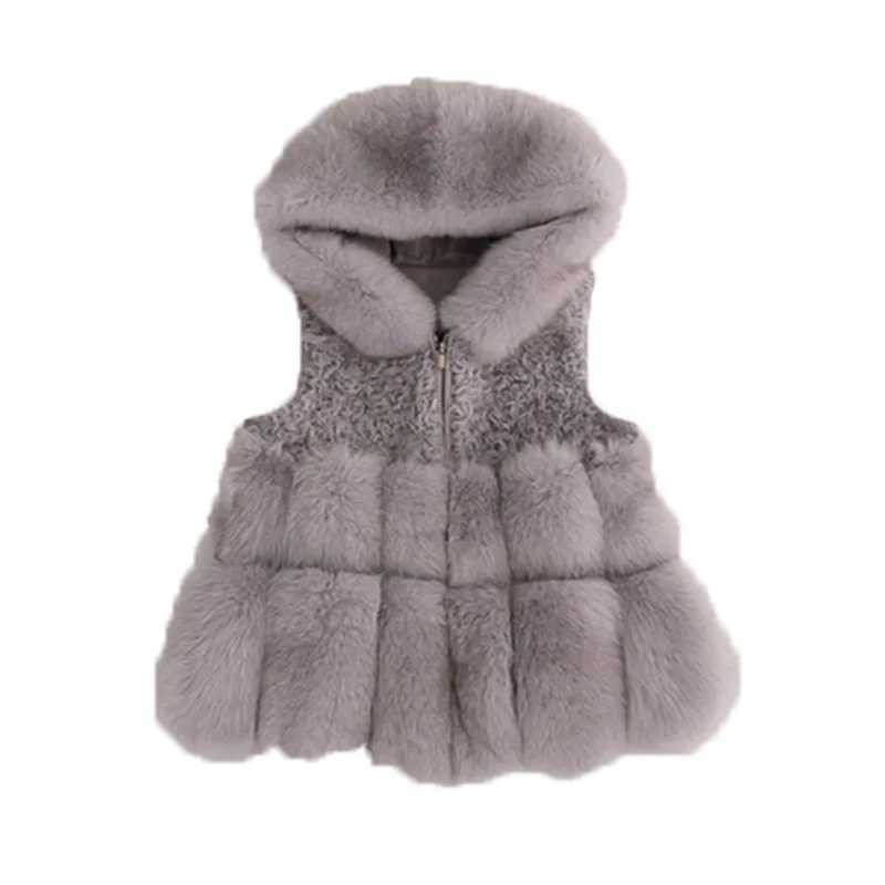 Fur Vest Fe Short 2021 New Casual Korean Fashion Fur One Piece Imitation Fur Hooded Vest Thin Waistcoat High QualityXJ241206