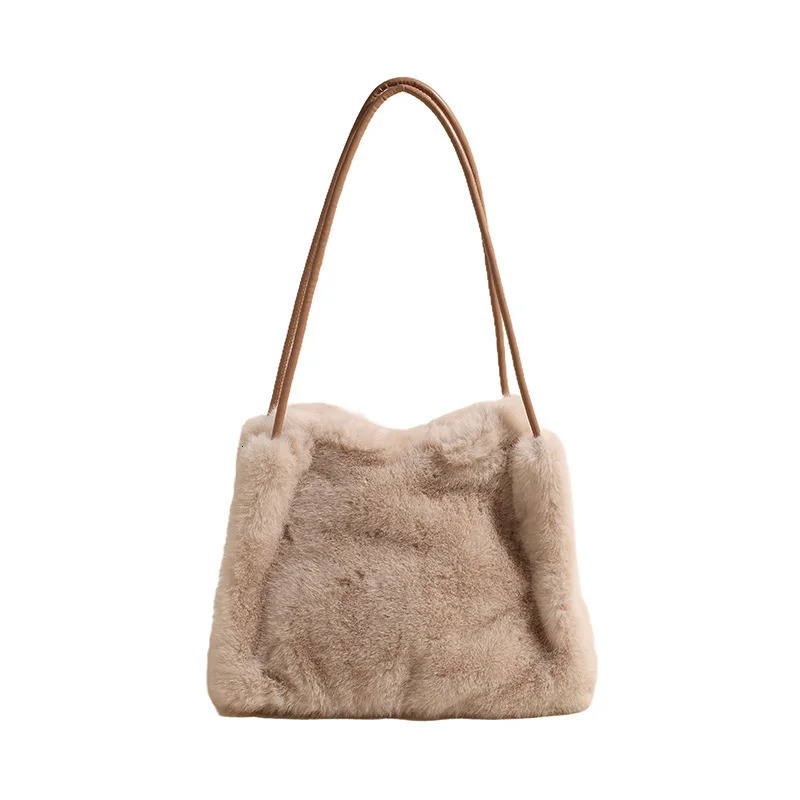 Korean Ins Trendy Plush Bag Womens Winter Fashionable Large-capacity Plush Tote Bag Shoulder Womens Bag 241206