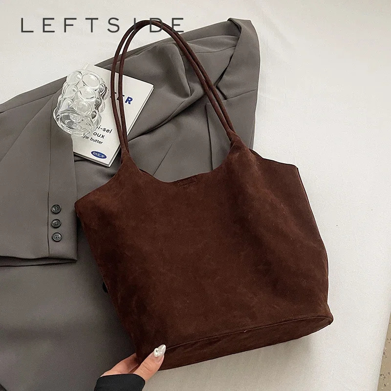 LEFTSIDE Retro PU Leather Shoulder Bags For Women Winter Y2K Korean Fashion Trend Female Tote Bag Lady Big Handbags 241206