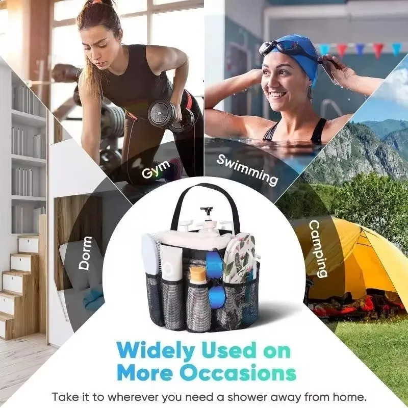 Beach Bags Mesh Quick Dry Shower Tote Stand Cosmetic Bag Transparent Portable Swimming Gym 241203