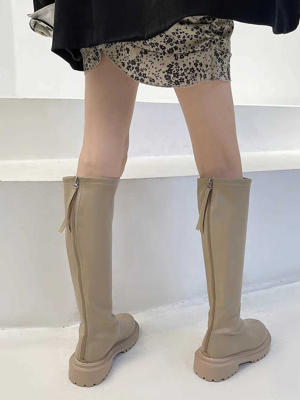 High Quality Warm knee high boots PU leather warm boots thick H motorcycle boots punk shoes Wan high boots Cbat boots T241206