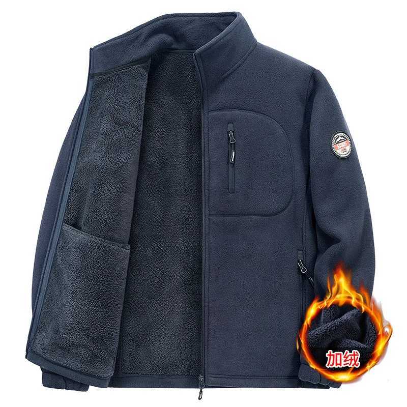 Winter Men Coat 5XL Mens Polar Fleece Jacket High-quality Male Solid Color Stand Collar Plush Thicken Warm Jackets Men ClothingXJ241206