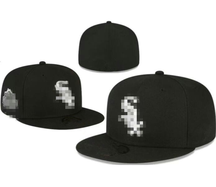 Baseball White Sox 2024 Mens Baseball Team 2024 World Series Champions Full Closed Caps Summer Letter Bone Black Color Casual Sport Flat Fitted Hats a16