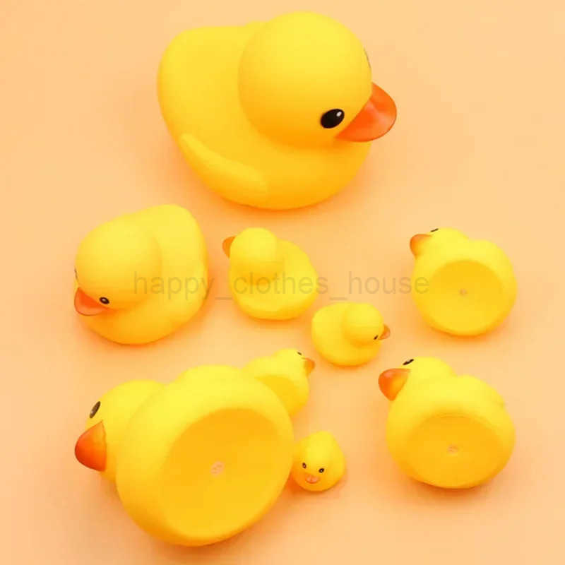 1/4PCS Cute Small Yellow Duck Baby Bath Toys Squeeze Rubber BB Bathing Water Fun Toy Race Classic Squeaky Kids ToysXJ241207