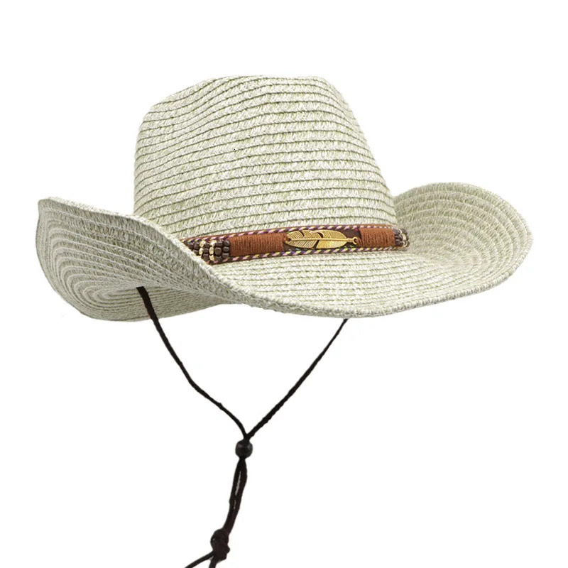Summer Western Cowboy Hat Retro Style Sunset Cowboy Straw Hat 241206