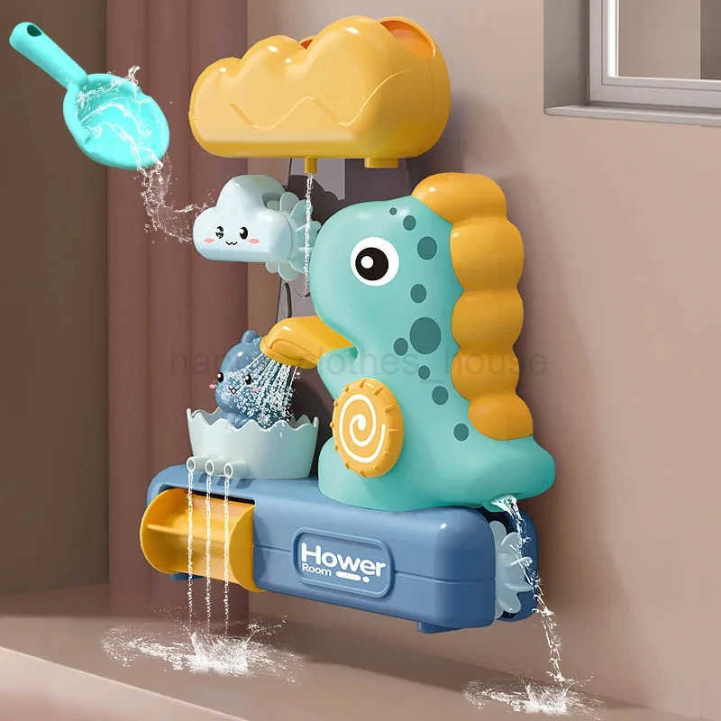 Childrens Take A Shower Paddle Toys Animals Dinosaurs Spin Water Spray Waterwheel Bath Toy Kids Delight Shower Toy GiftXJ241207