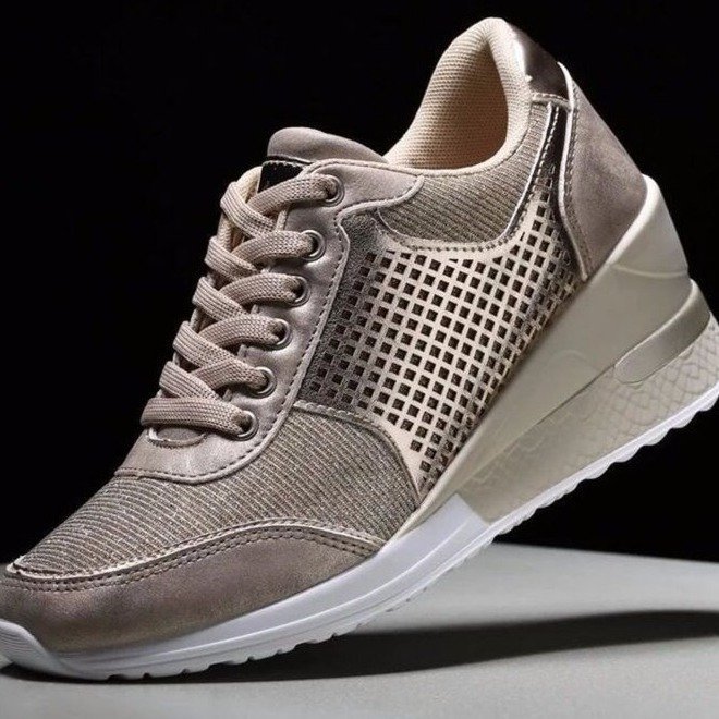 Free shipping designer Casual shoes for womens sliver gold pink black Green Platform sneakers Thick bottom outdoor trainers Lace up Wedges size 35-43 