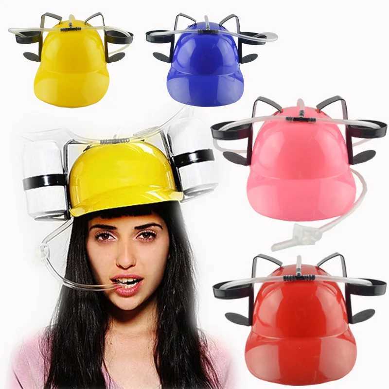 Miners Drinking Hat Lazy lounge Beer Soda Guzzler Helmet with Straw Creative Interesting Birthday Party Handsfree Drink ToyXJ241207