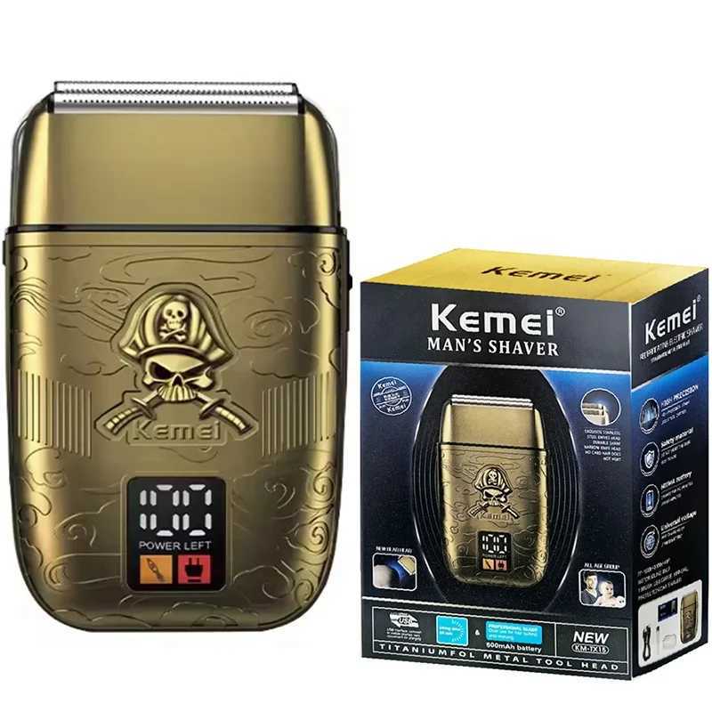 Original Kemei Full Metal Hair Beard Electric Shaver For Men Bald Head Electric Razor Rechargeable Barber Shaving MachineXJ241207