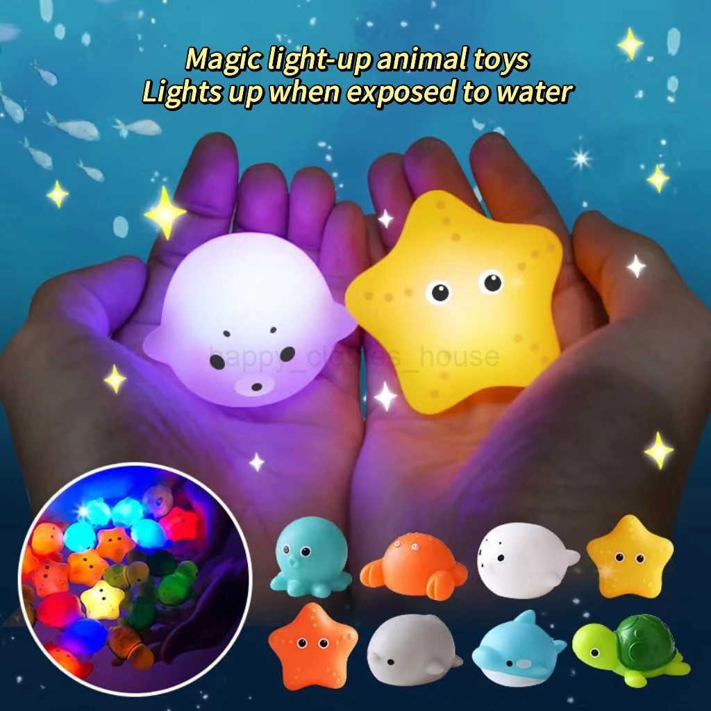 Pool Par Glowing Toys Bath Time Funny Bathtub Toy Water Sensor Luminous LED Ocean Animal Water Floating Toy For Baby InfantXJ241207
