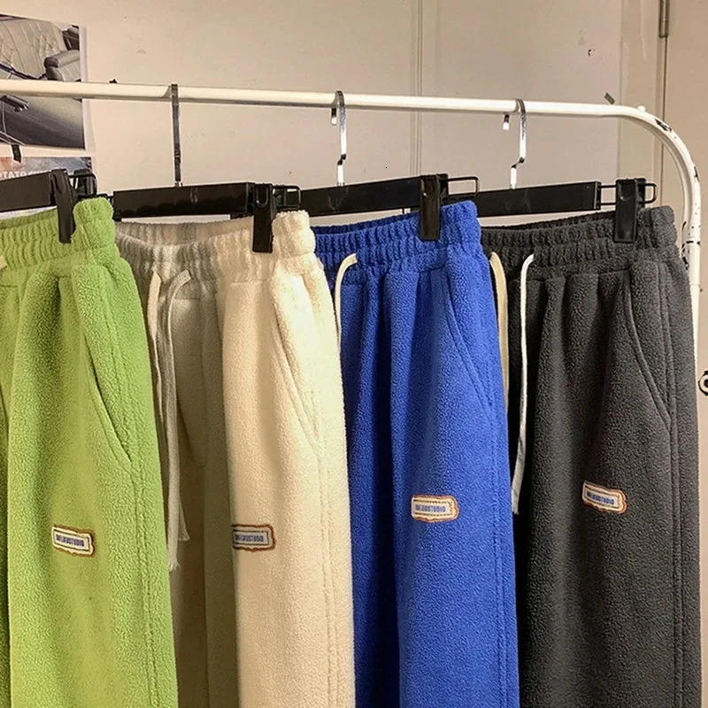 Cashmere sports pants womens velvet legs winter casual harem pants thick wool warm runners streetwear bags sportswear 241202