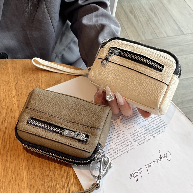 2025S Designer Portable Large Capacity Double Leather Zero Wallet Minimalist Exquisite Women Bag Zipper Handbag