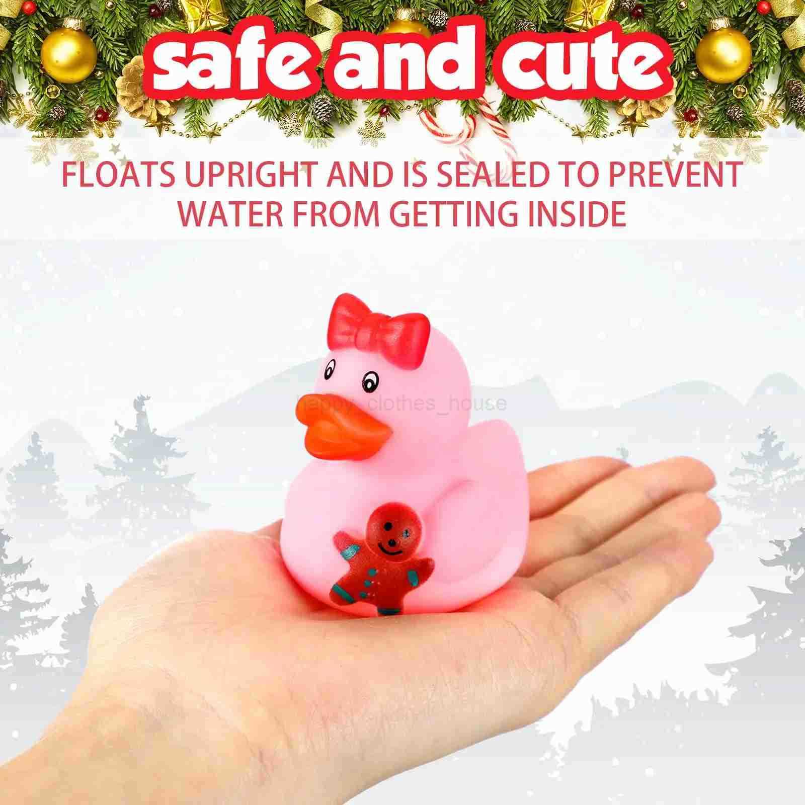 12/24/48pcs Pink Christmas Rubber Ducks 2 Inch Assorted Christmas Duckies Bath Toys Xmas Ducking Bathtub Toys for KidsXJ241207