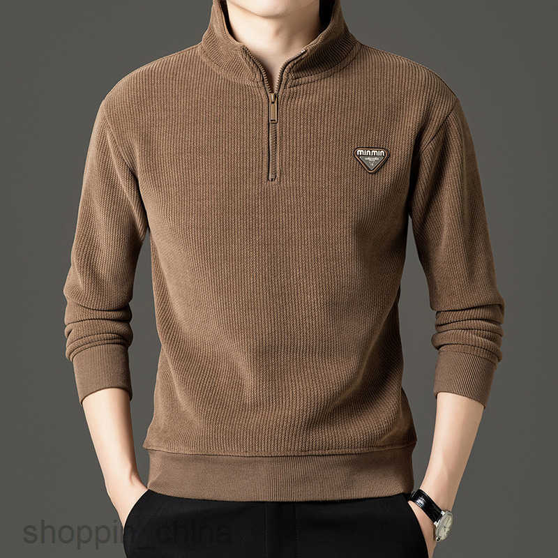 Men's Sweaters Thick semi high neck zipper knitted sweater with added velvet men autumn and winter fashion high-quality warm base sweater
