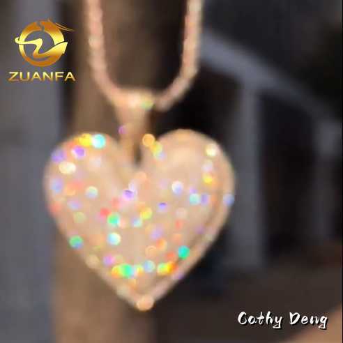 18k Gold Plated Jewelry Hip hop Pendant 2.5 Full Moissanite Diamond Heart Iced out Pendant 925 silver Letter Necklace Pendant