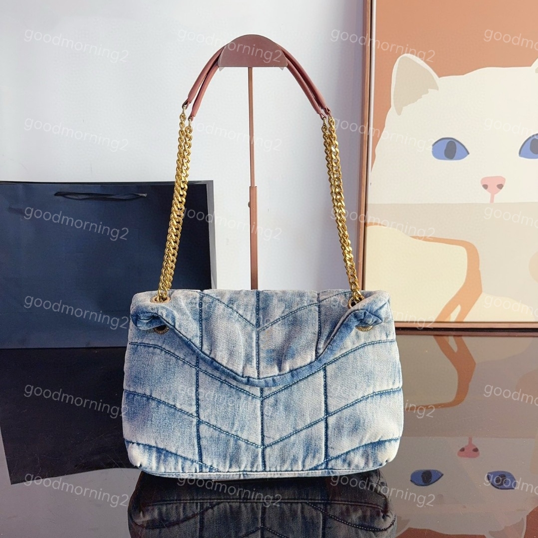 Sliding Chain Handbags Shoulder bags Women Denim Blue Loulou Puffer Chain Crossbody Bag Fashion Designers Handbag Envelope Messenger Bag Flip Purse