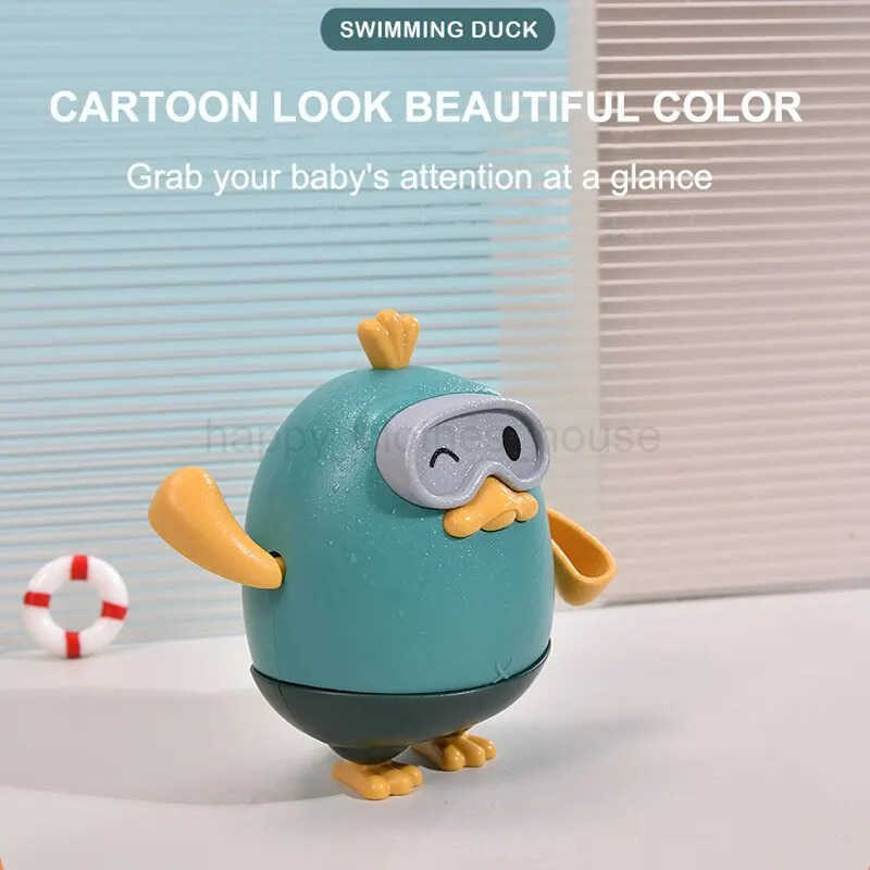 1Pcs Kid Bath Wash Pull Line Little Duck Baby Summer Bathroom Swimming Winding ToyXJ241207