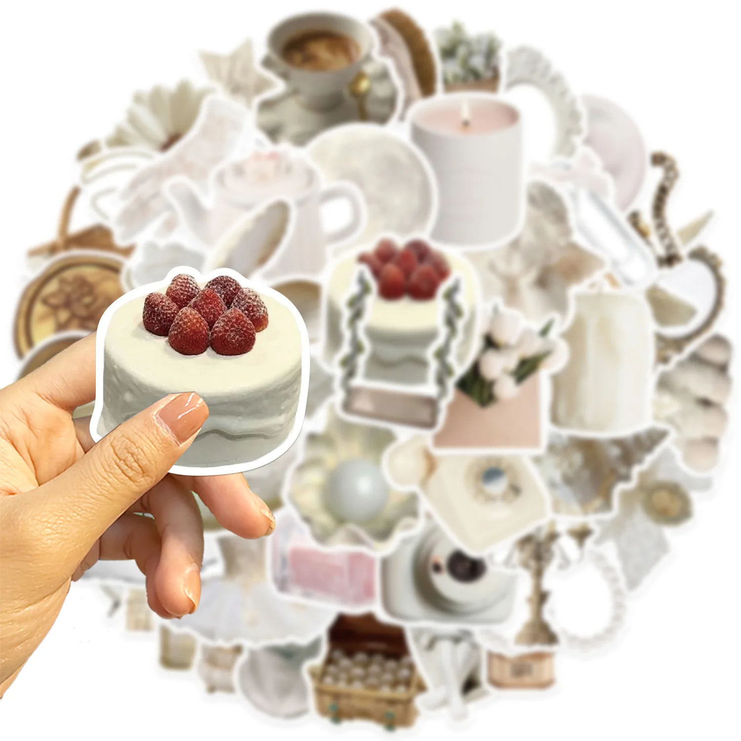 10/30/50 pieces of white Ins waterproof graffiti stickers aesthetic decoration luggage cup laptop scraper laptop stickers 241205