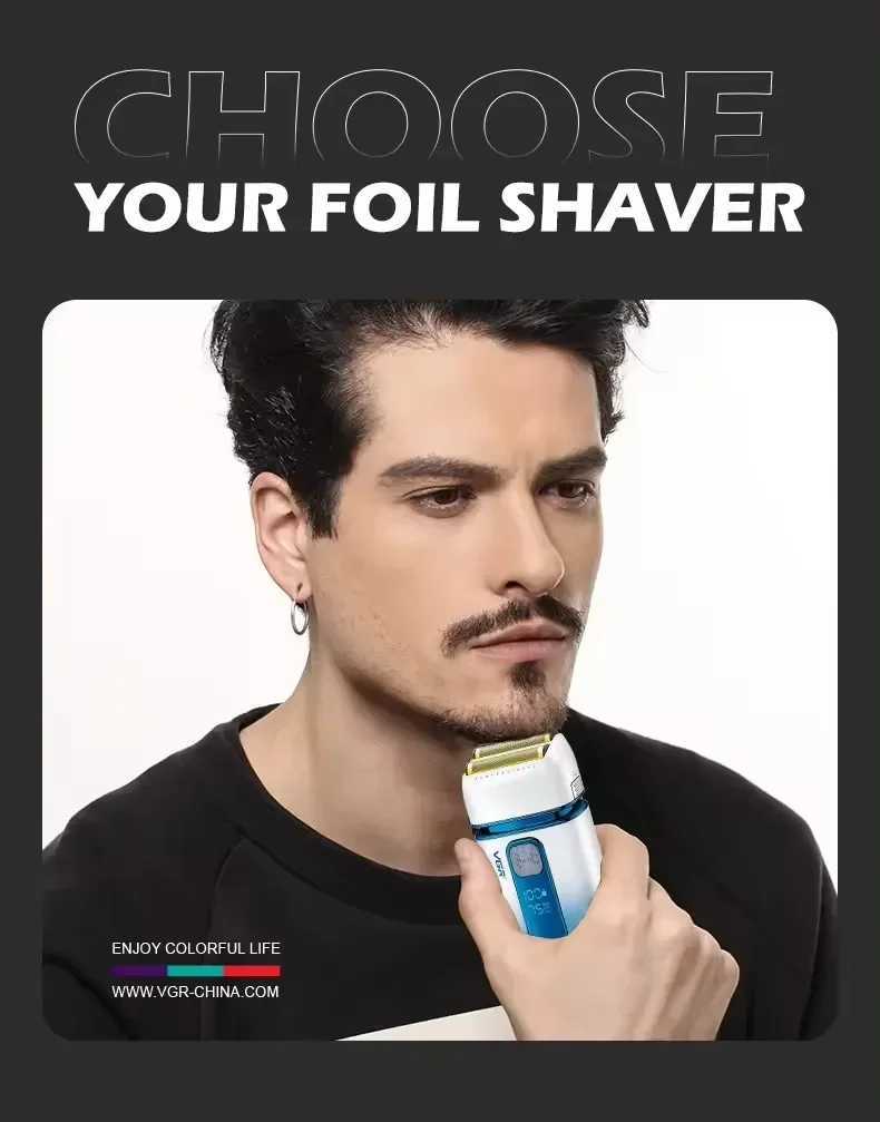 VGR Professional Hair Beard Electric Shaver For Men USB Rechargeable Washable Electric Razor bald head Shaving MachineXJ241207