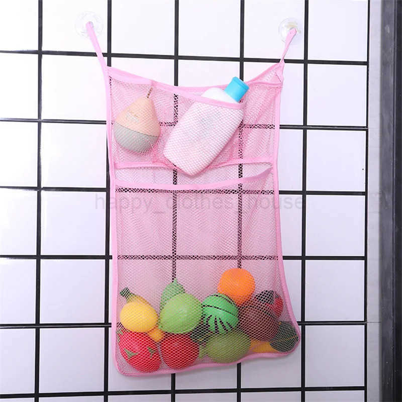 Baby Bathroom Mesh Bag for Children Bath Toy Bag Net Suction Cup Baskets Kids Bathtub Doll Organizer Bath Toy Storage Net BagXJ241207