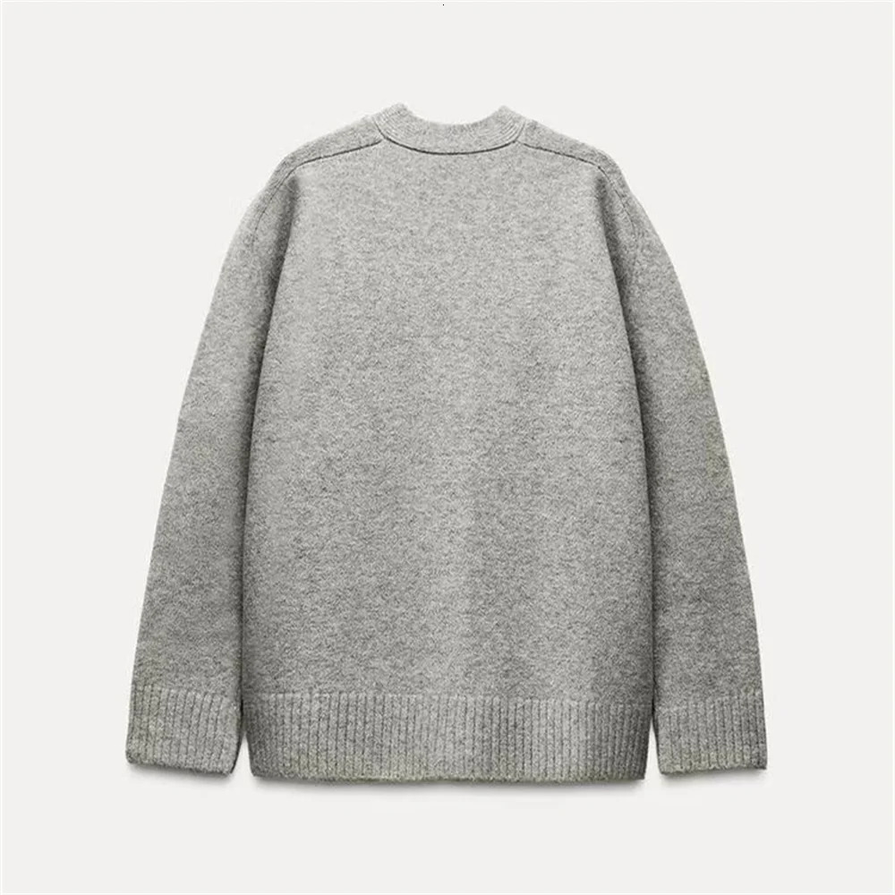 RARF loose soft long sleeved Vneck flat needle knitted cardigan jacket for autumn and winter womens warm top 241203