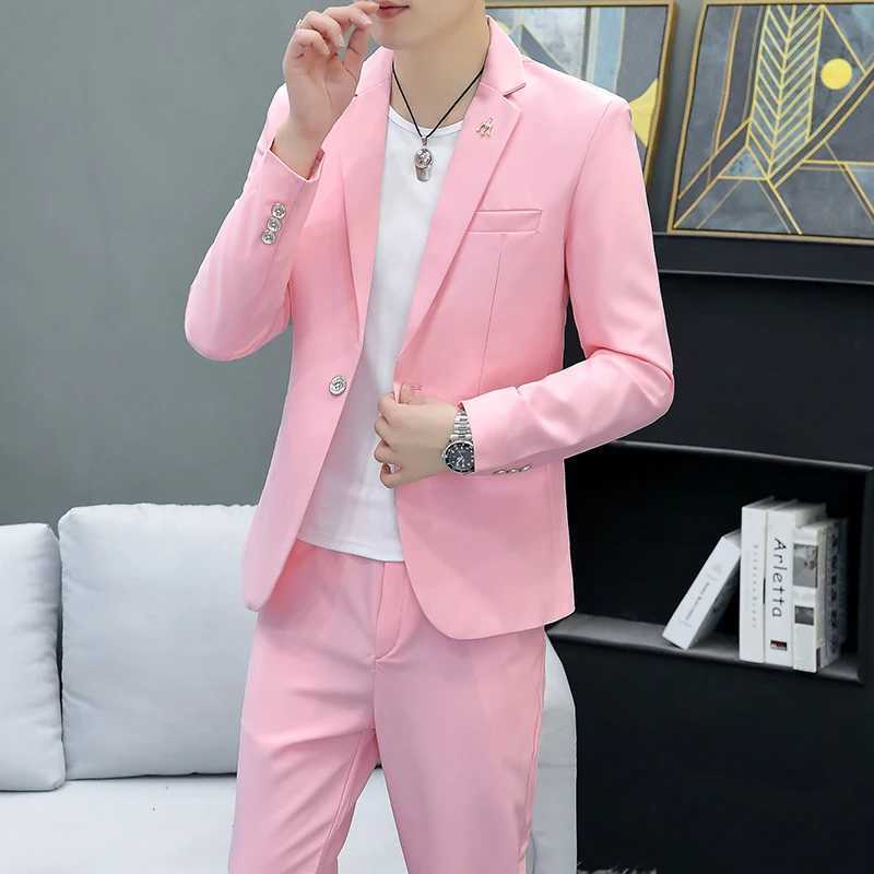 Suit (Blazer+ Pants) Mens Fashion Casual Gentleman Work Solid Color Trend Outdoor Business Wedding Light Luxury Banquet SuitXJ250222