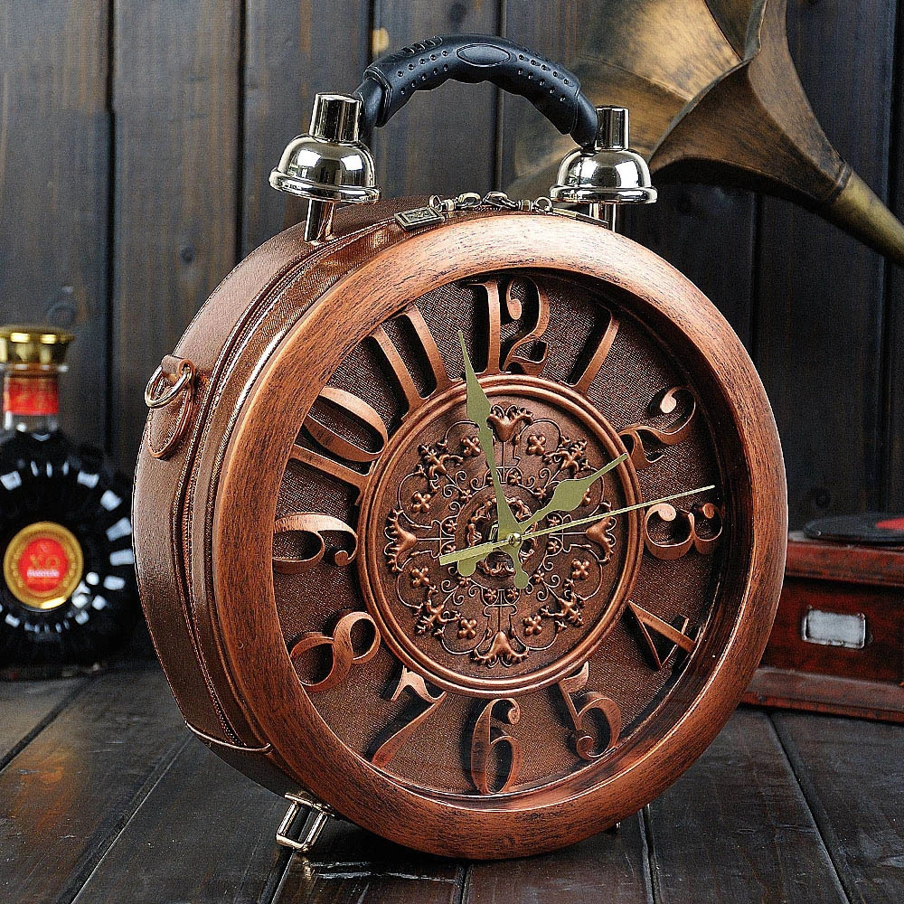 Amber Real Alarm Clock Retro Womens Handbag High Quality Womens Shoulder Messenger Bag Fashion Womens Cross Body Bag 241205