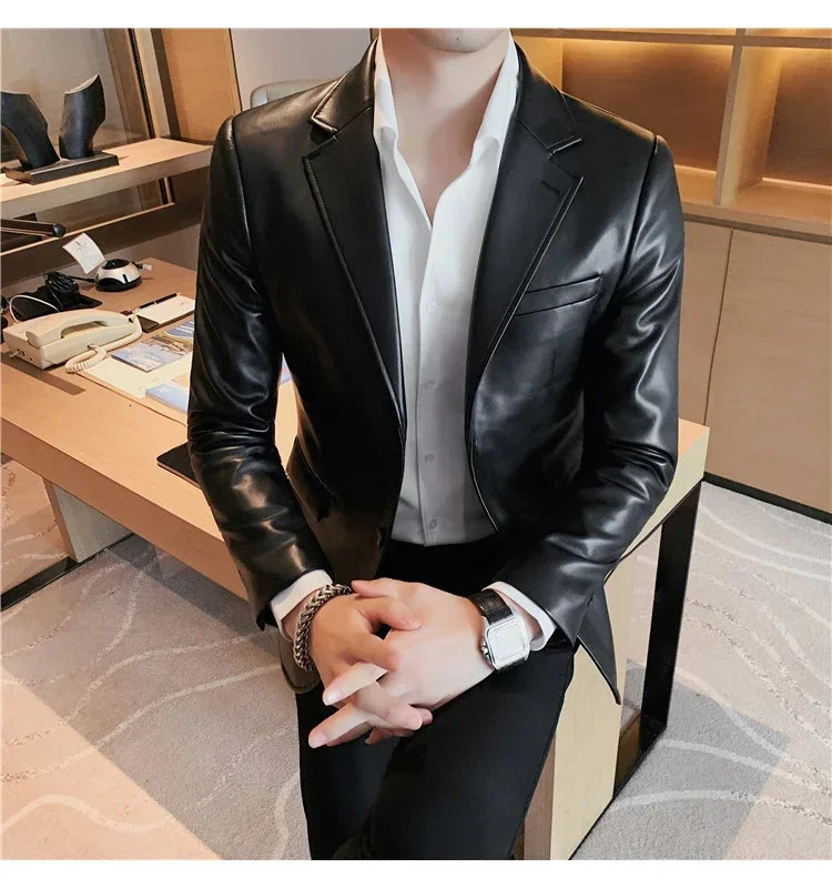 Slim Fit Fashion Casual Leather JacketsMan Coats Clothing Mens Autumn Jackets high quality Male 241202