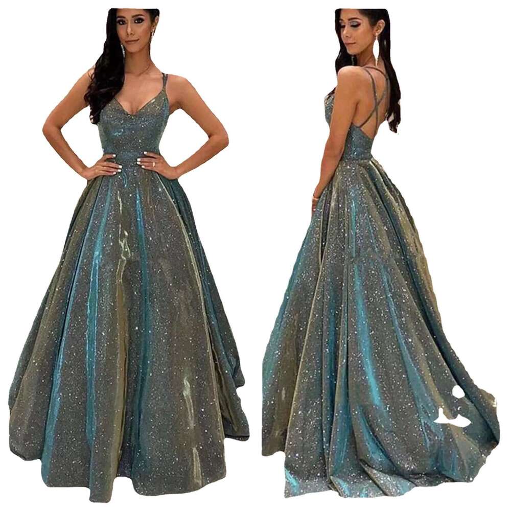 European and American strapless shiny long style A-e slimming evening dress 2024 new casual versatile fashion clothing