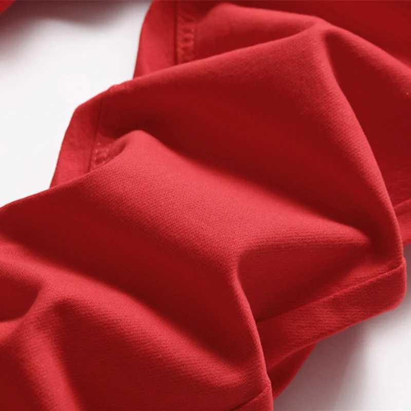 High Quality Mens jeans red simple trend stretch slim pants mid waist fashion embroidery high-end brand jeans street hip-hop clothing T241207