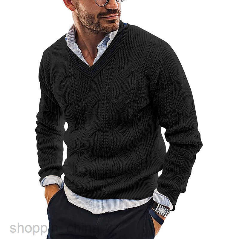 Men's Sweaters V-neck sweater men fashion slim fit long sleeved knitted top 2024 autumn/winter new sweater