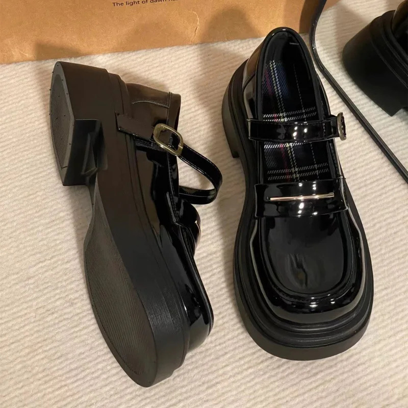 Korean Version Small Leather Shoes Thick Bottom Fashion Casual Simple All-match Comfortable Womens Shoes Summertime 241206