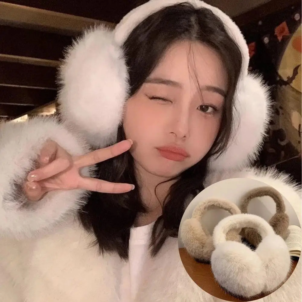 folding winter warm earmuffs fashionable solid color winter headphones outdoor cold protection soft plush earmuffs 241205