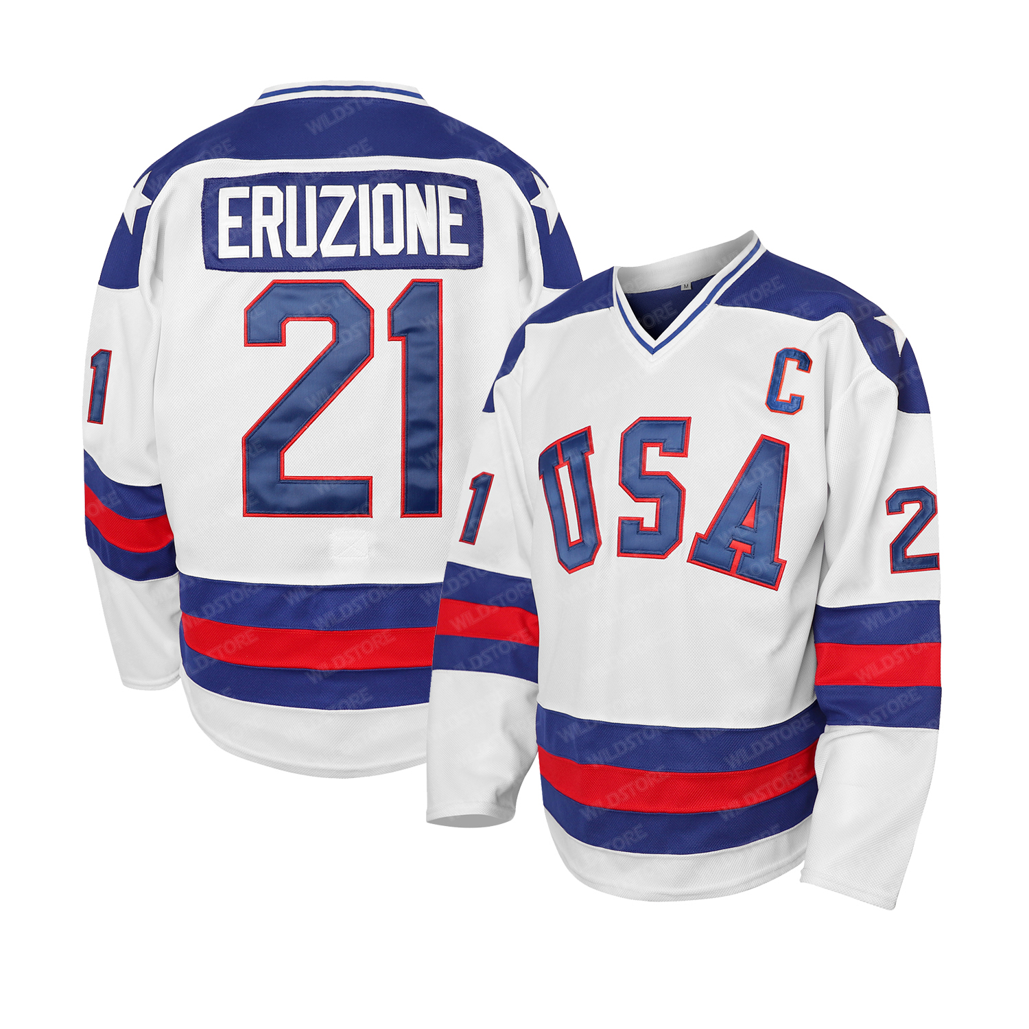 1980 Team USA Hockey Jerseys 30 Craig 21 Eruzione 17 O'Callahan 1980 Miracle USA Vintage Jerseys White Blue S-3XL Name Name Name Number