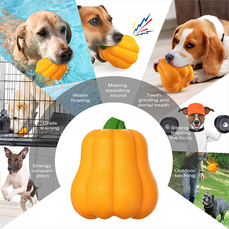 Pet supplies factory home wholesale pumpkin toys new explosive amazon audible teething ball dog toothbrush weird barking dog toys