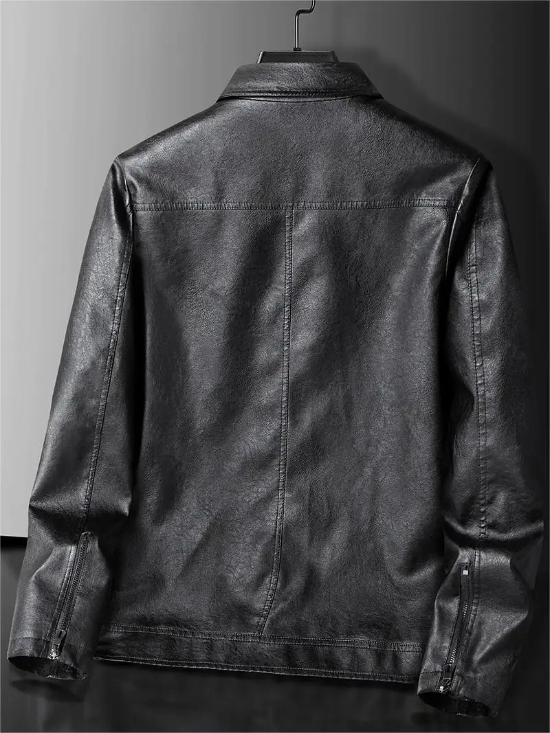 Large Size 8xl 7xl Pu Leather Jacket Men Warm Bomber Motorcycle Jackets Winter Retro Faux Coats Flannel High Quality 241202